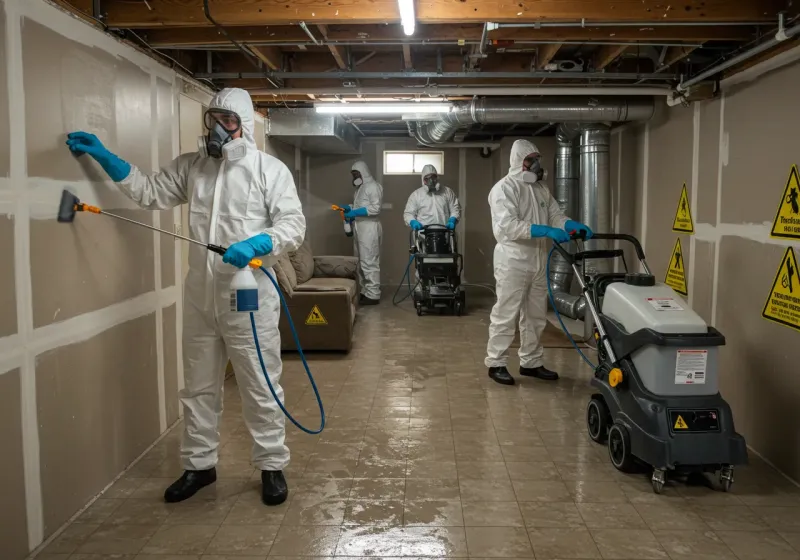 Basement Moisture Removal and Structural Drying process in Half Moon, NC